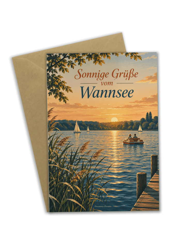 Grußkarte See elegant Design mit Spruch in Weiß