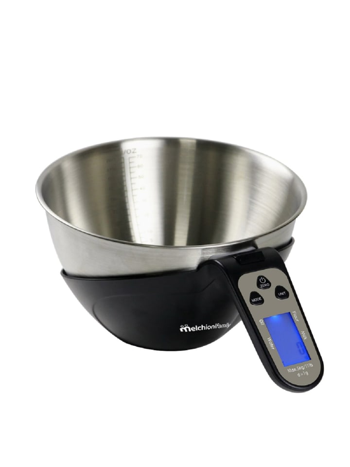 EQUILIBRA Küchenwaage mit Edelstahl-Schüssel 5 kg Kapazität in schwarz