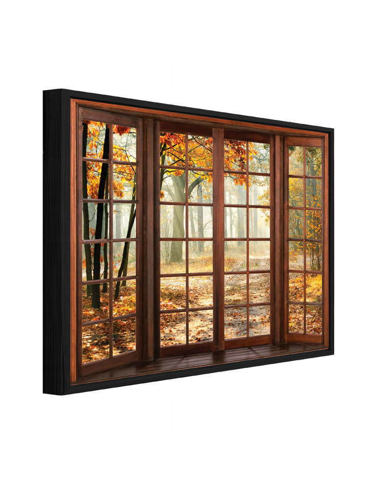 Bild mit Rahmen 3D-Fenster in Braun