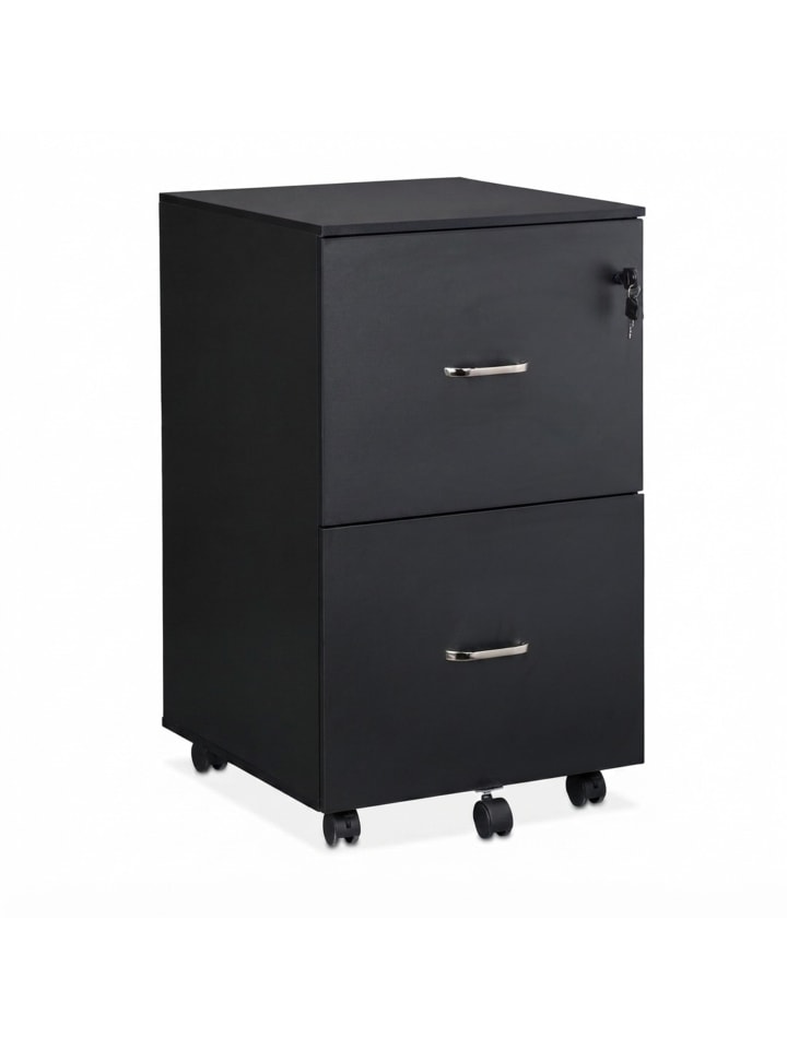 Rollcontainer in Schwarz - (B)43 x (H)72 x (T)46 cm