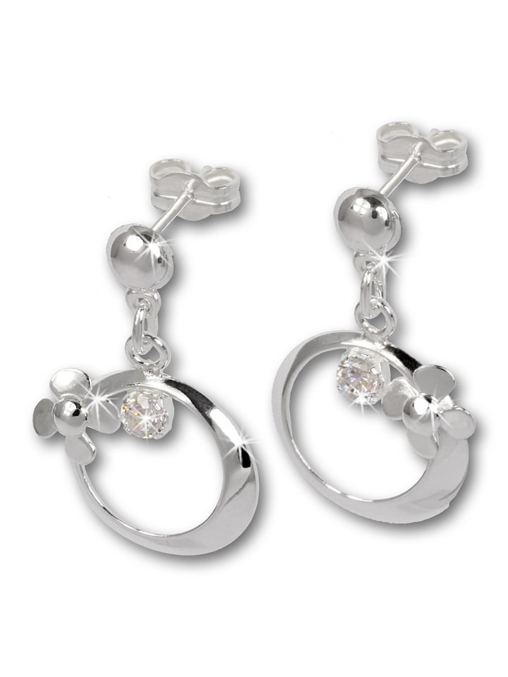 Ohrringe Silber 925 Sterling Silber Blütenring Ohrstecker ca. 2,4cm