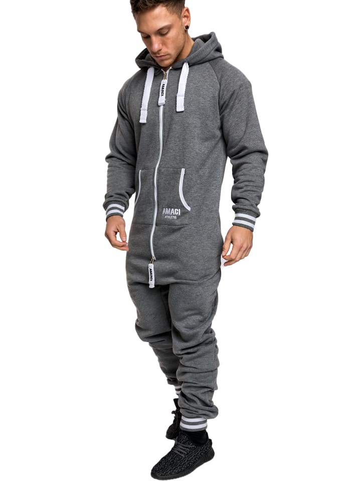 Jumpsuit LINCOLN in Anthrazit/Weiß