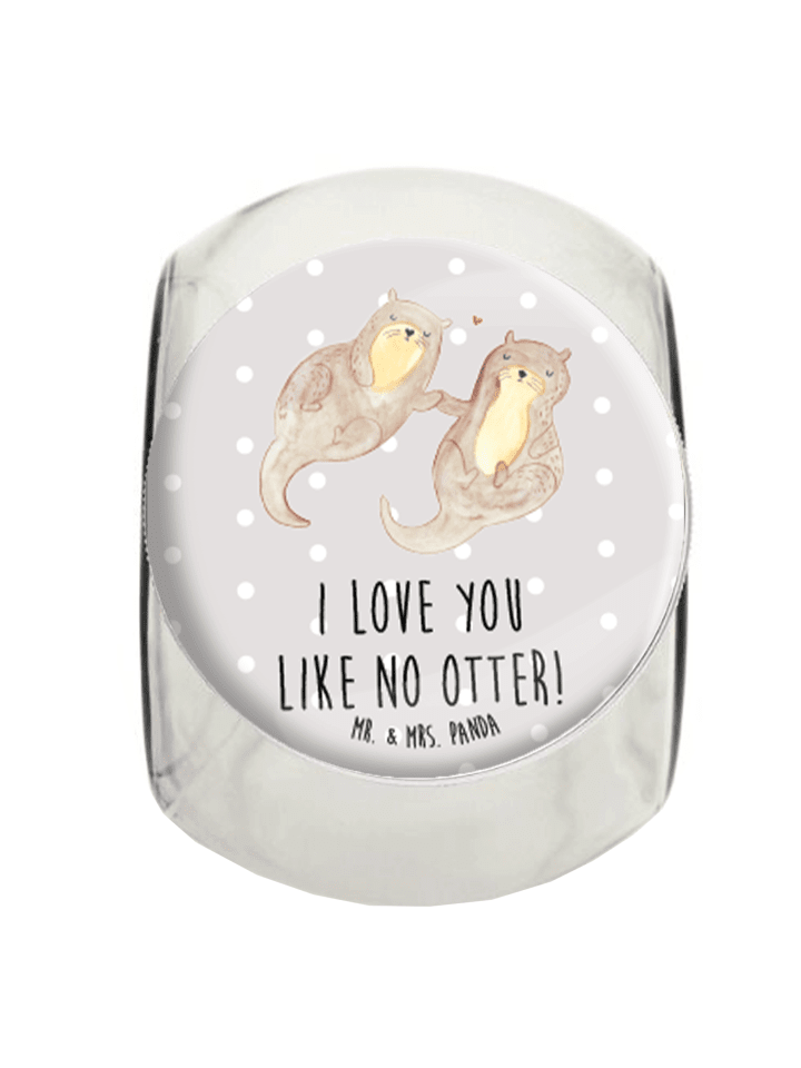 Bonbonglas Otter Hände halten mit Spruch in Grau Pastell