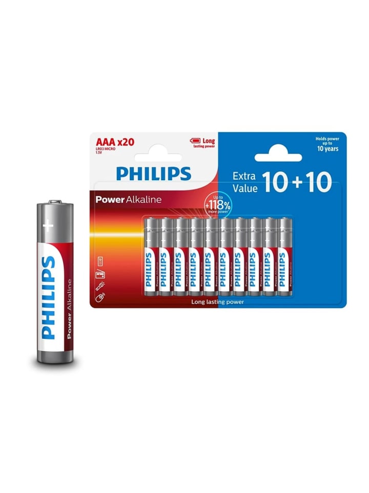 Philips Batterie AAA Alkaline 10 + 10 Stück LR03P20BP/10