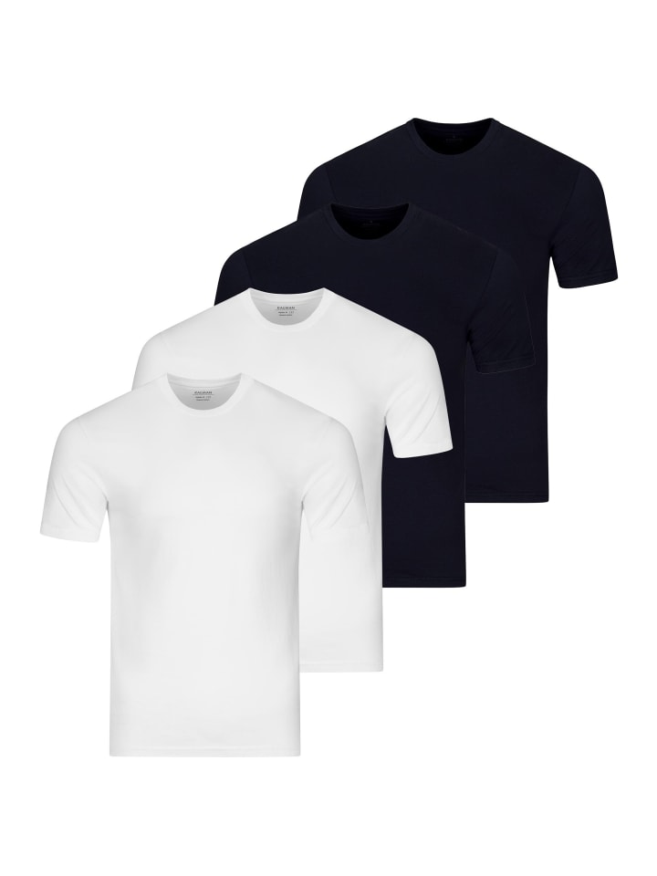 Unterhemd / Shirt Kurzarm Basic in Weiß / blau