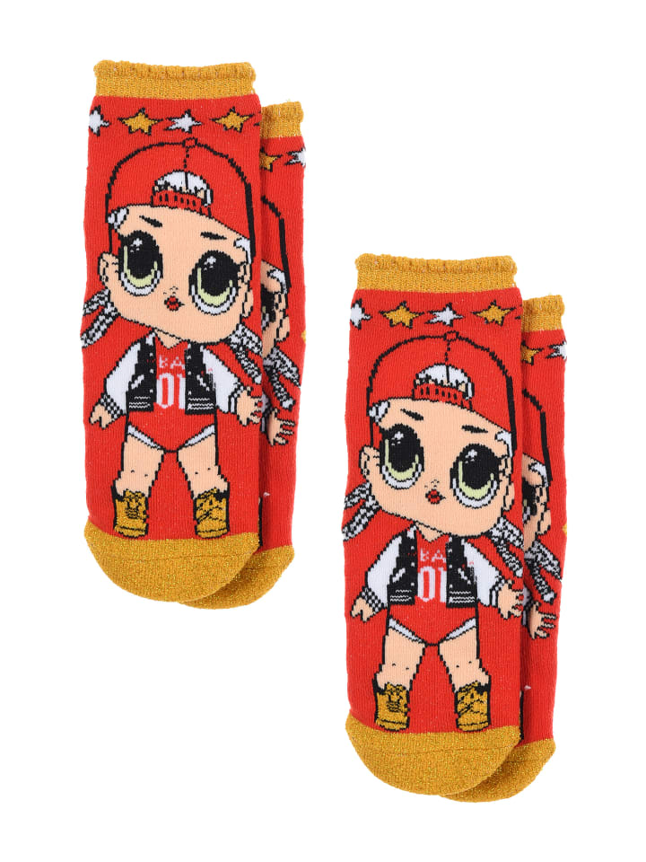 2er-Set: Socken mit Gumminoppen Anti-Rutsch in Mehrfarbig