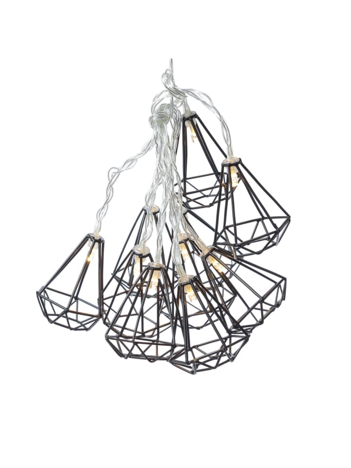 LED Lichterkette DIAMANT 10 kleine beleuchtete Rubine L: 1,6m in schwarz