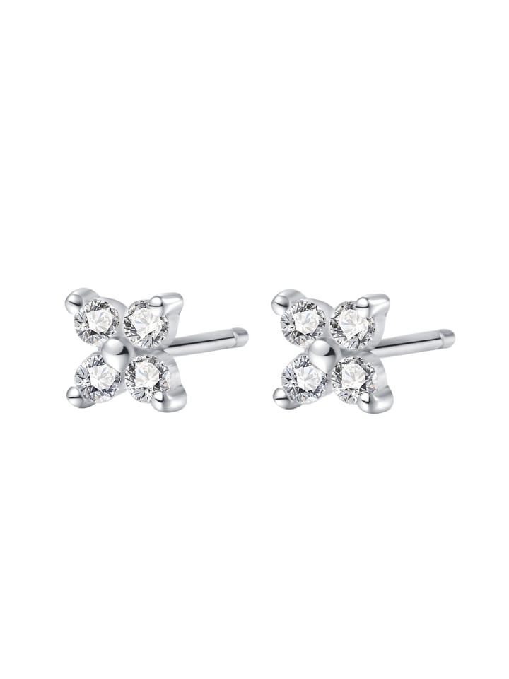 Ohrstecker Blume aus Zirkonia 925 Sterlingsilber in Silber
