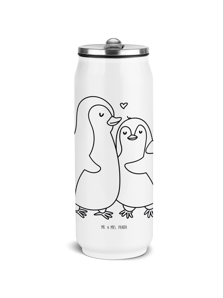 Thermosflasche Pinguin umarmen ohne Spruch in Weiß