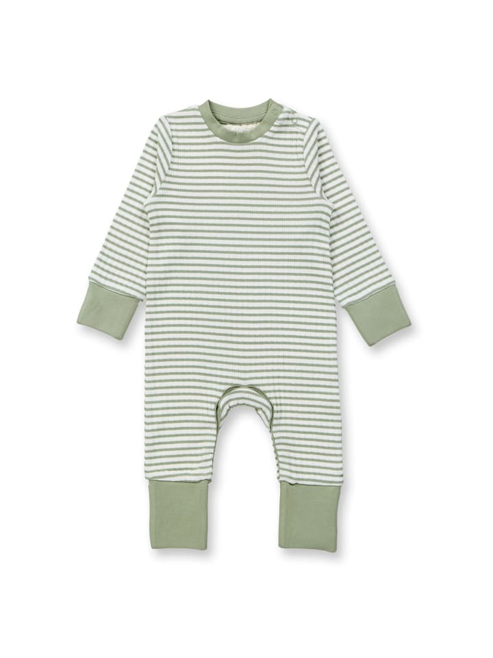 Bio Baby Strampler in Salbeigrün-Weiß, Modell TONA