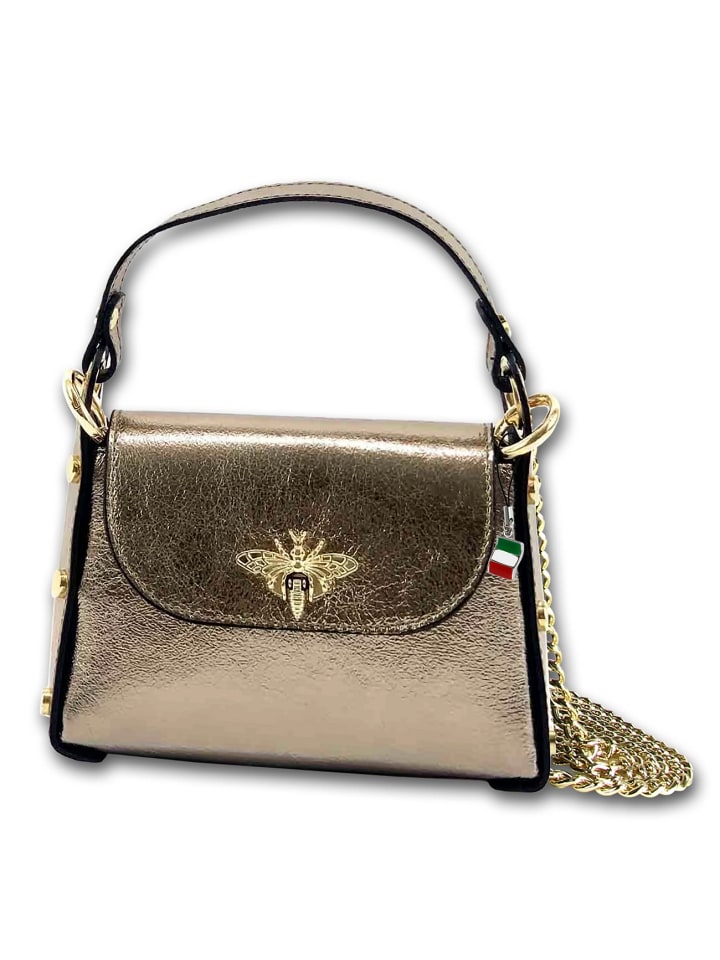 Leder Umhängetasche Florence Tasche bronze metallic, braun ca. 19cm