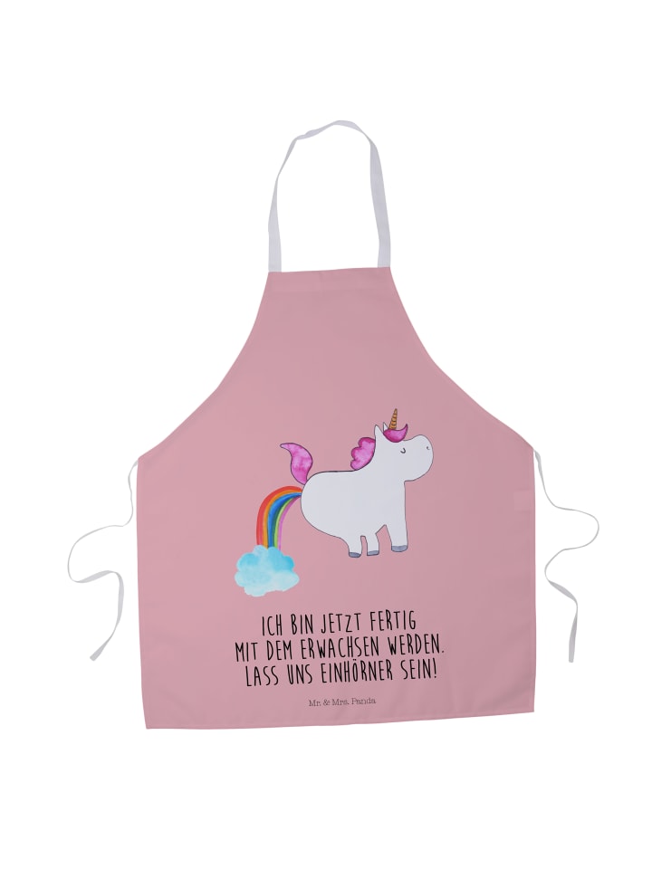 Kochschürze Einhorn Pupsen mit Spruch in Rot Pastell