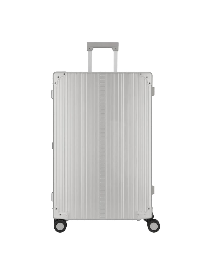 Traveler Macro 4-Rollen Trolley Aluminium 77 cm mit Kleidersack platinum 1
