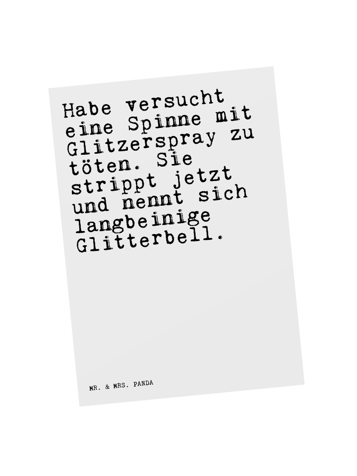 Postkarte Habe versucht eine Spinne... mit Spruch in Weiß