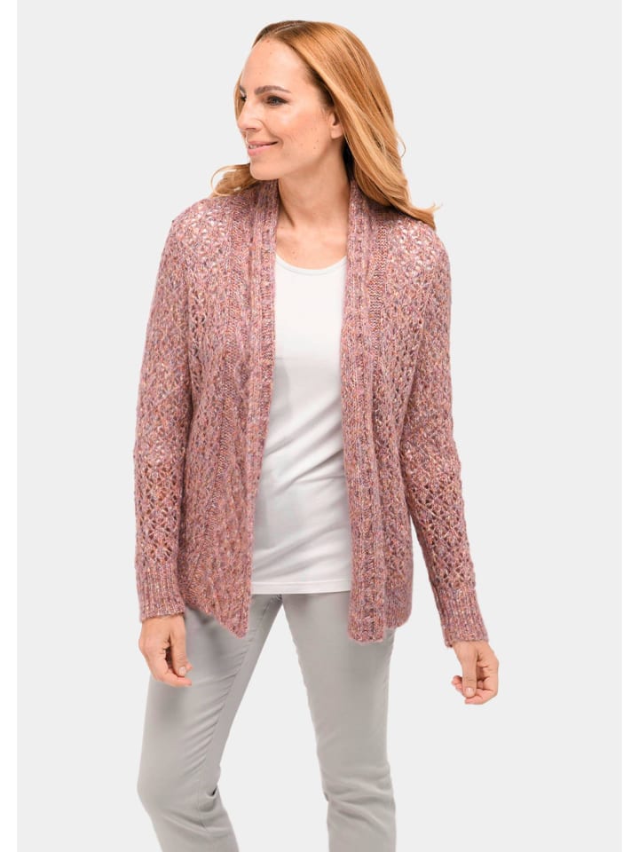 Trageangenehme offene Strickjacke in rosé / melange