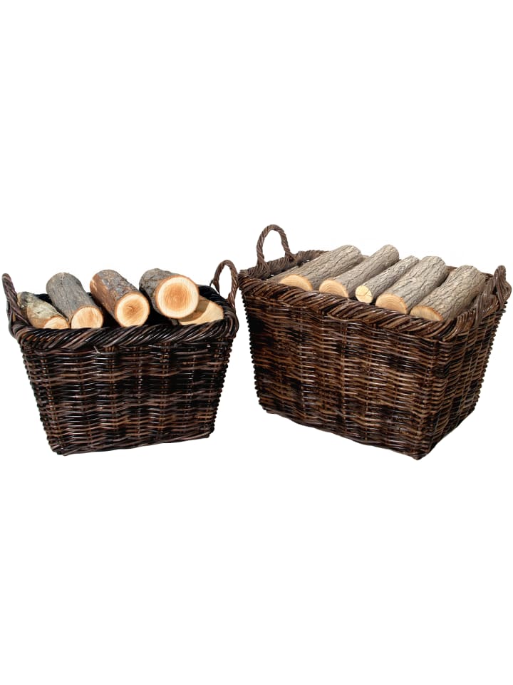 2tlg. Set Kaminholzkorb KRABU24 in Braun
