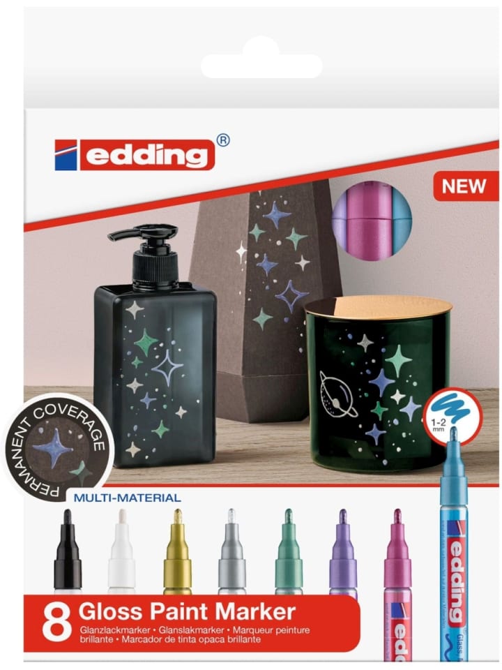 Glanzlack-Marker edding 751 metallic 1-2mm Packung mit 8 Farben