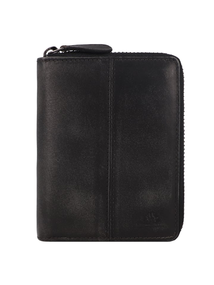 Destressed Geldbörse RFID Schutz Leder 13 cm silver grey