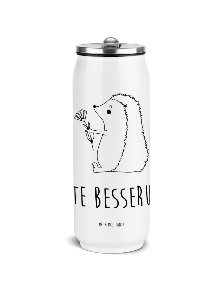 Trinkbecher Igel Blumen mit Spruch in Weiß