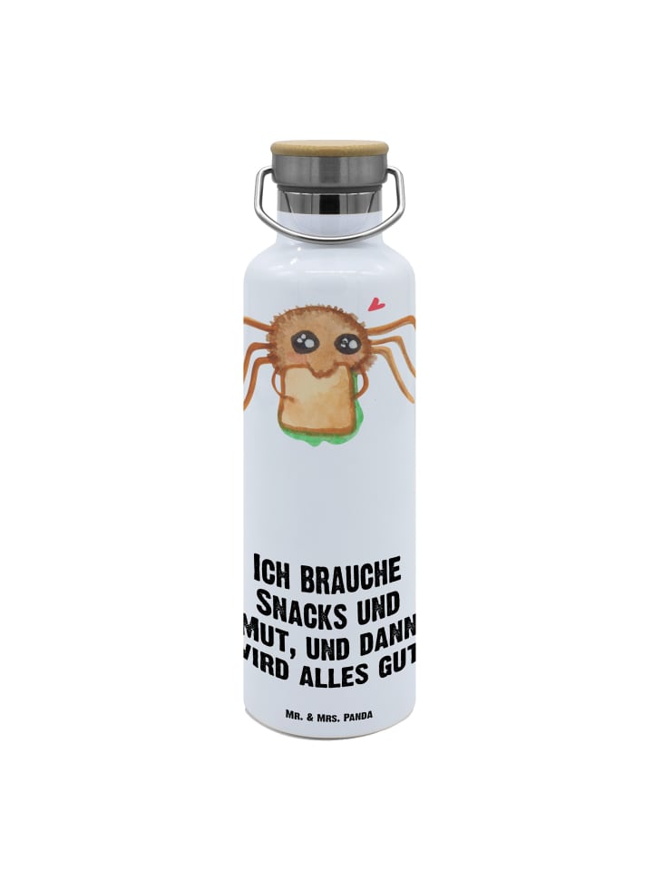 Trinkflasche Spinne Agathe Sandwich mit Spruch in Weiß