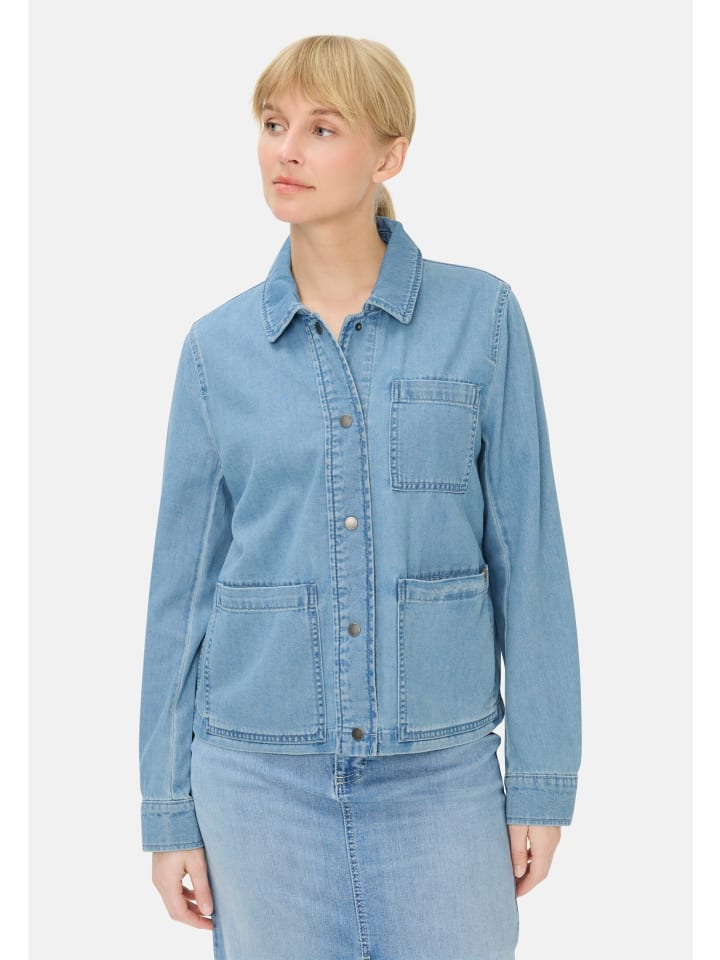 Jeansblazer mit Knopfleiste in Hellblau