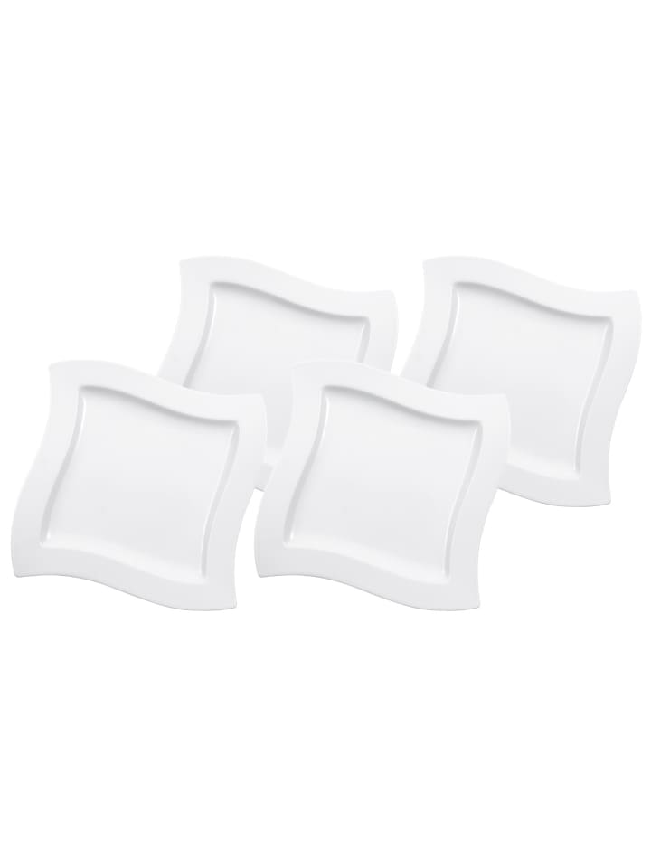 4er Set Speiseteller NewWave in Weiß 27 x 27 cm