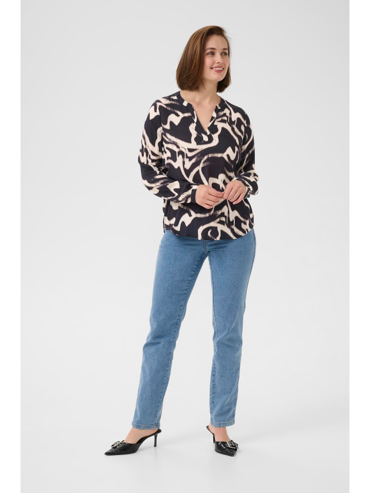 Bluse langarm KAbeathe Regular fit in Black/Nature Organic Lines