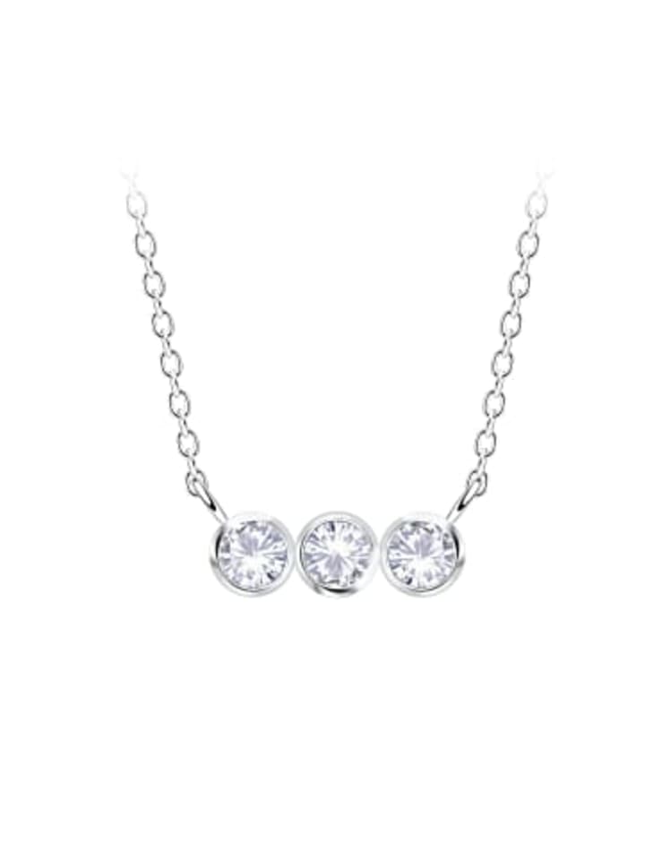 Kette mit Anhänger SOLITÄR TRIPLE ZIRKONIA in 925 Sterling Silber in silber