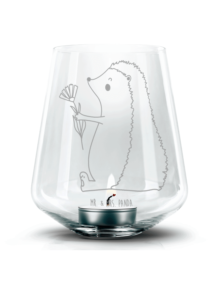 Laterne Igel Blumen ohne Spruch in Transparent