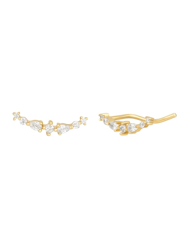 Ohrklemmen aus Sterling Silber mit Zirkonia in gelbgold