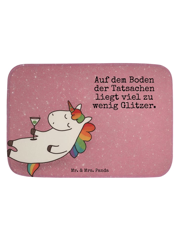 Badteppich Einhorn Blümchentail Design mit Spruch in Weiß