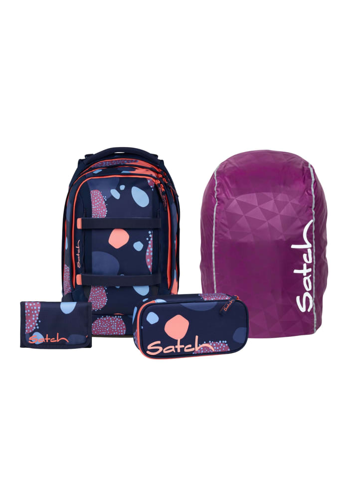 Schulrucksack-Set PACK "Coral Reef" 4-teilig in Blau/Rosa
