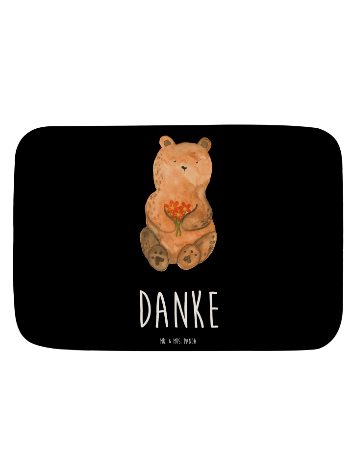 Badvorleger Bär Dankbar mit Spruch in Schwarz