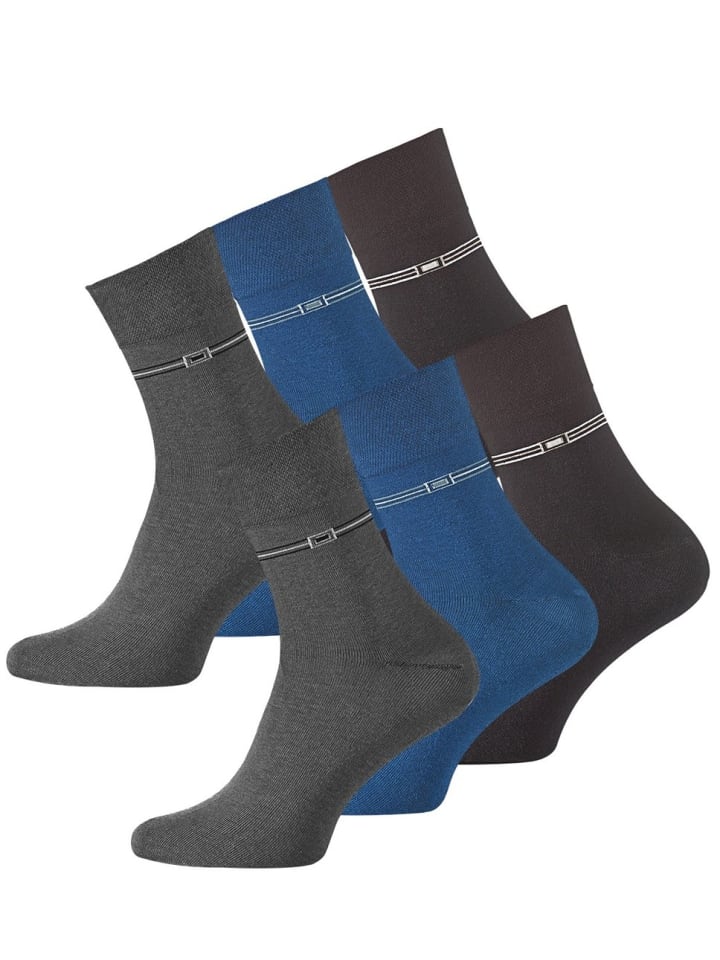 Kurzschaft Socken 6 Paar in Schwarz/Grau/Blau