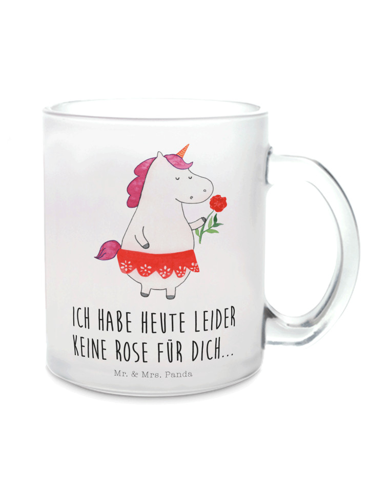 Becher Einhorn Dame mit Spruch in Transparent