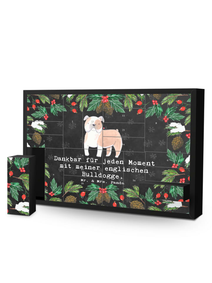 Weihnachtskalender Englische Bulldogge Moment m... in Kreidetafel