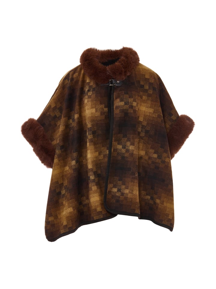 Women Poncho in Braun