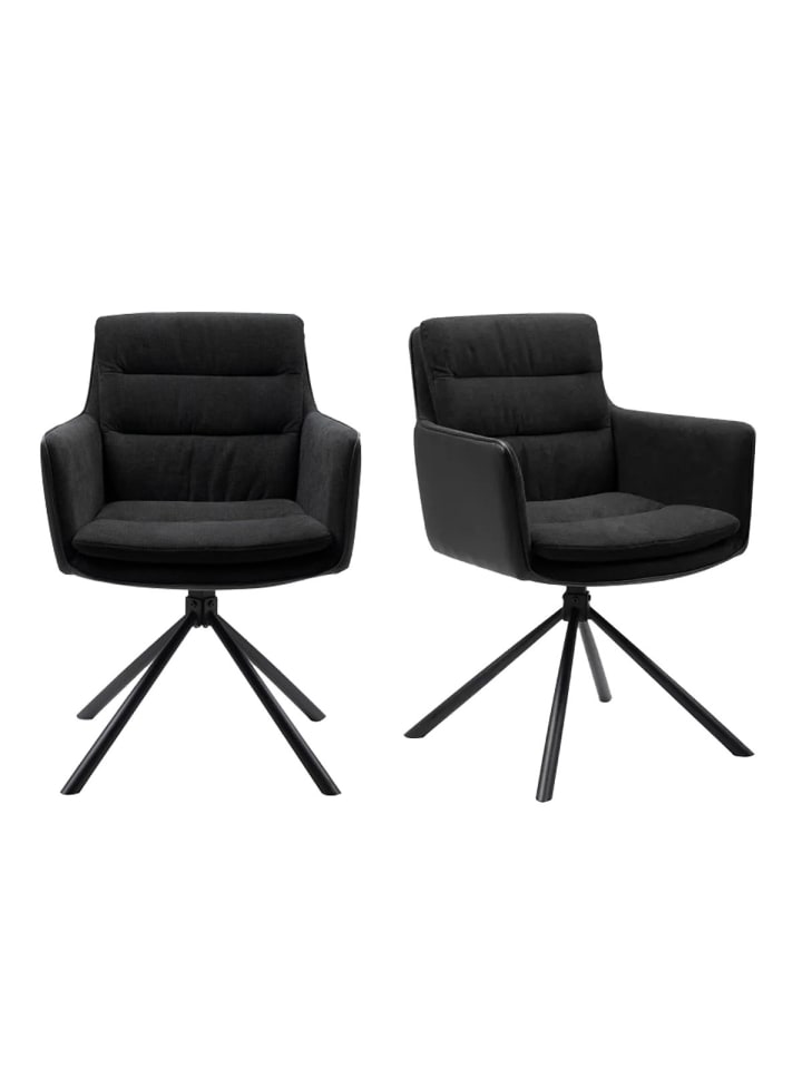 2er-Set Stuhle LOGAN in Schwarz - (W)63 x (H)88 x (L)58,5 cm