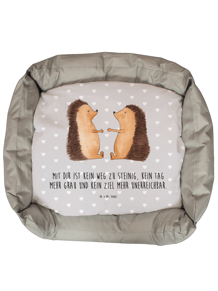 Katzensofa Igel Liebe mit Spruch in Grau Pastell