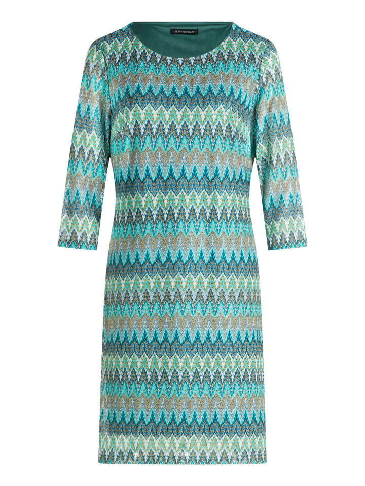 Etuikleid mit 3/4 Arm in Blau/Grün