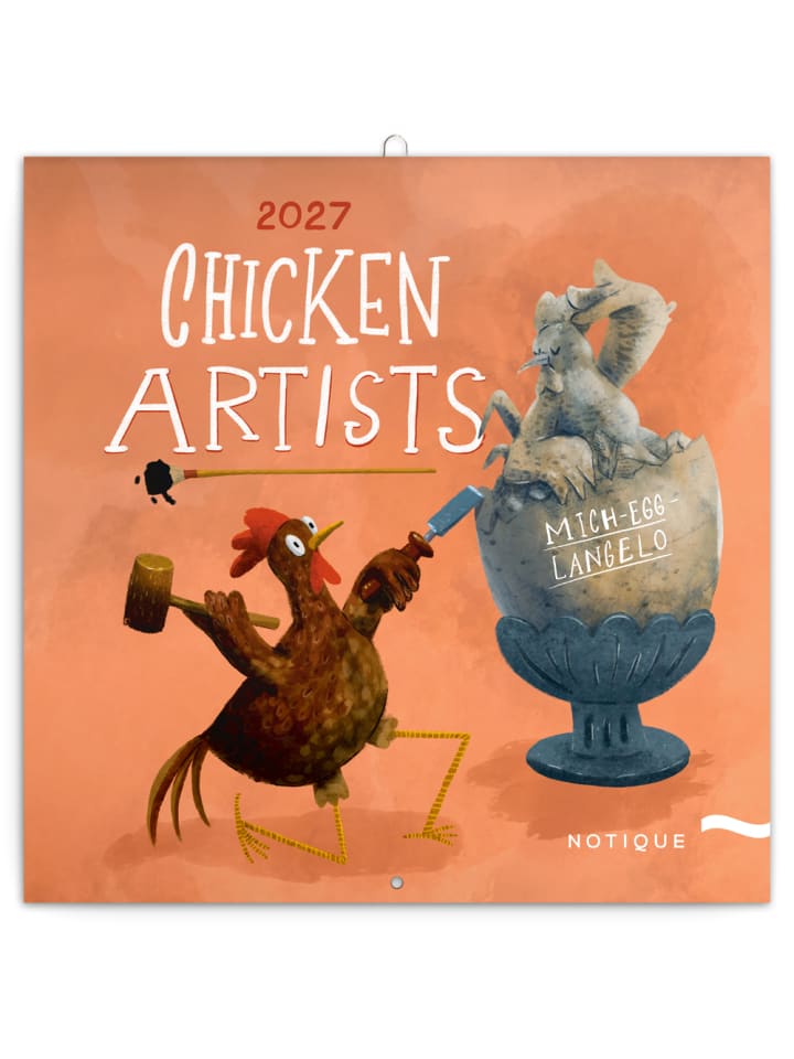 Wandkalender 2027 6-sprachig in Chicken Artists - 30 x 30 cm