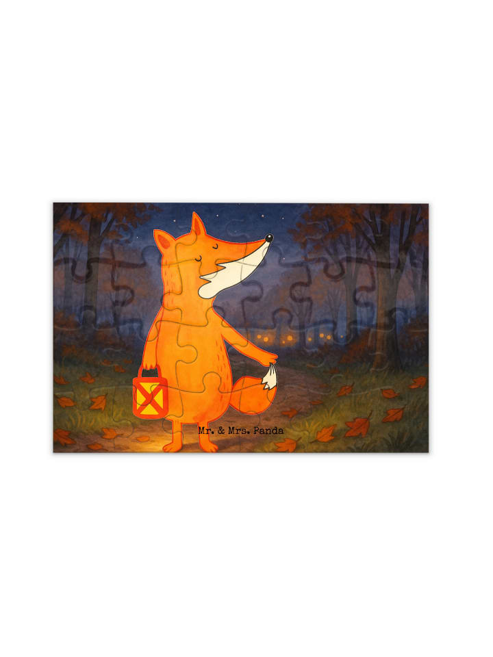Puzzle Fuchs Laterne Design ohne Spruch in Weiß