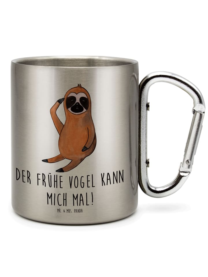 Tasse Faultier Vogel mit Spruch in Silber
