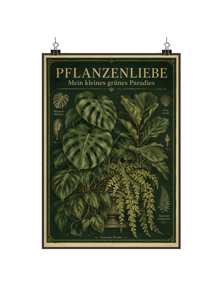 Poster Pflanze nostalgisch Design mit Spruch in Weiß