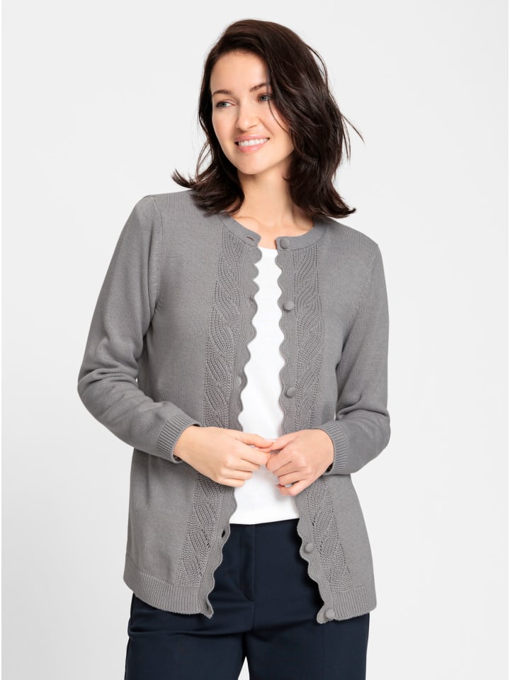 Strickjacke in steingrau-meliert
