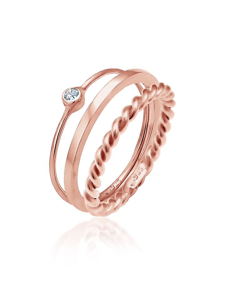Ring 925 Sterling Silber Ring Set, Twisted in Rosegold
