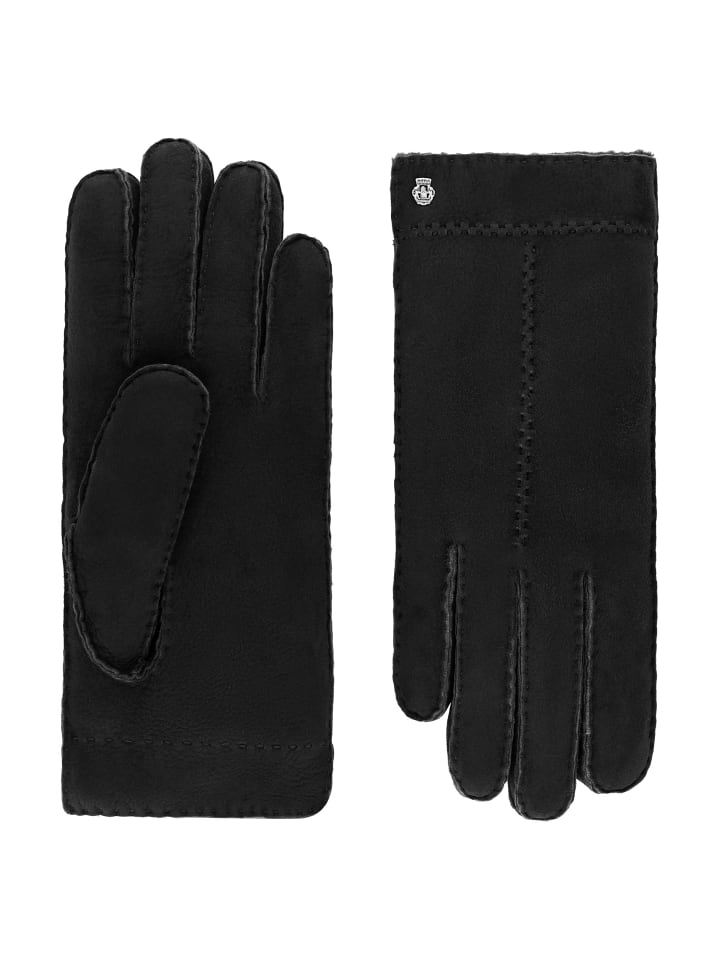 Handschuhe gewachsenes Lammfell in Schwarz