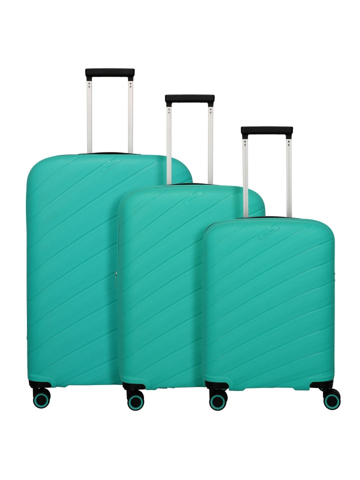 Burano 4 Rollen Kofferset 3-teilig mit Dehnfalte aqua