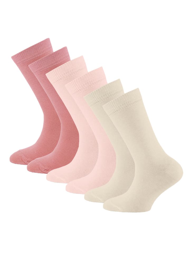 6er-Set Socken 6er Pack Uni in latte - rosé - wildrose