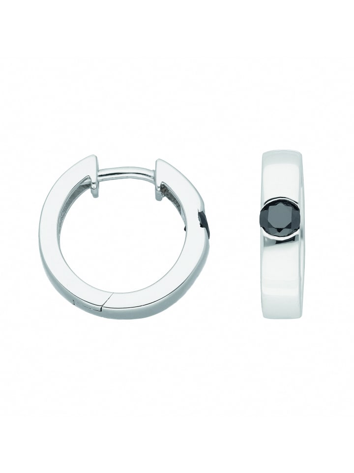Damen 925 Silber Ohrringe / Creolen mit Zirkonia Ø 15,5 mm in bunt